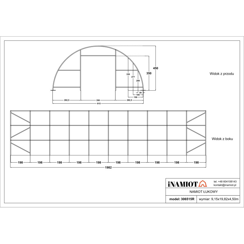 Abri chapiteau en arc de cercle 306515R 9,15 × 20 m