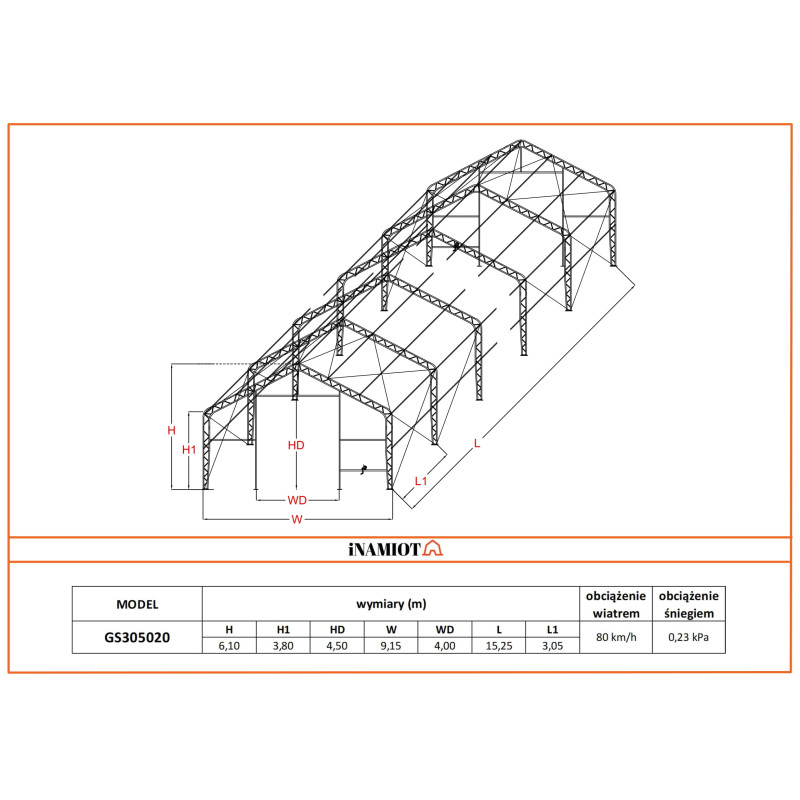 Sandėliavimo palapinė 9,15x15,25 m GS305020