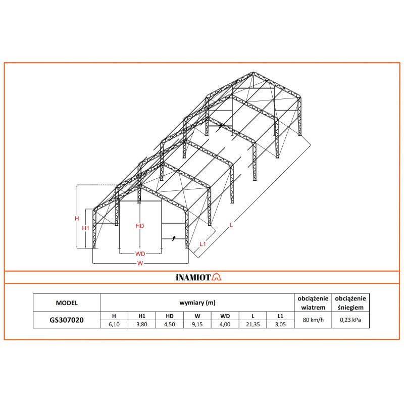 Storage tent 9.15x21.30 m GS307020