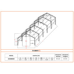 Namiot magazynowy 9.15x24.40 m GS308020