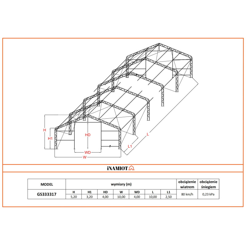 Namiot magazynowy 10x10  m GS333317