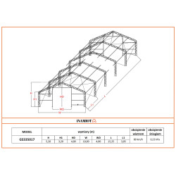Namiot magazynowy 10x15.25 m GS335017
