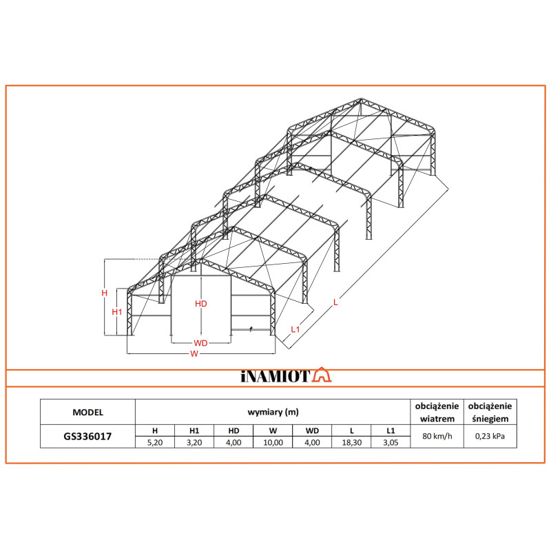 Noliktavas telts 10x18,30 m GS336017