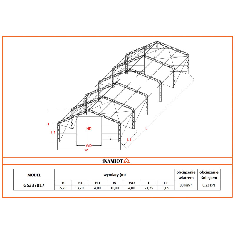 Намет для зберігання 10x21,35 м GS337017