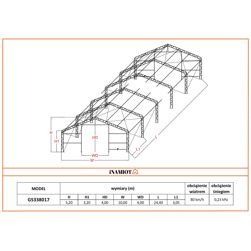Noliktavas telts 10x24,40 m GS338017