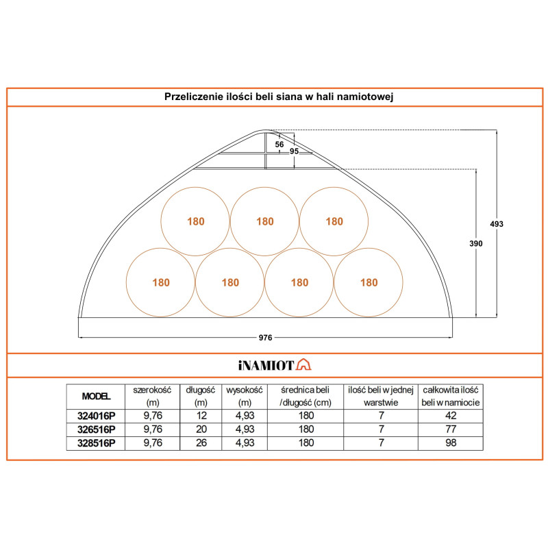 Halvcirkelformet opbevaringstelt 324016P 9,76×12 m