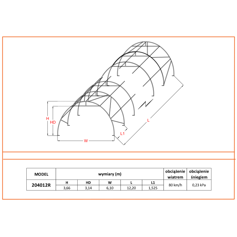 Túnel de armazenamento 6×12,8 m 204212P