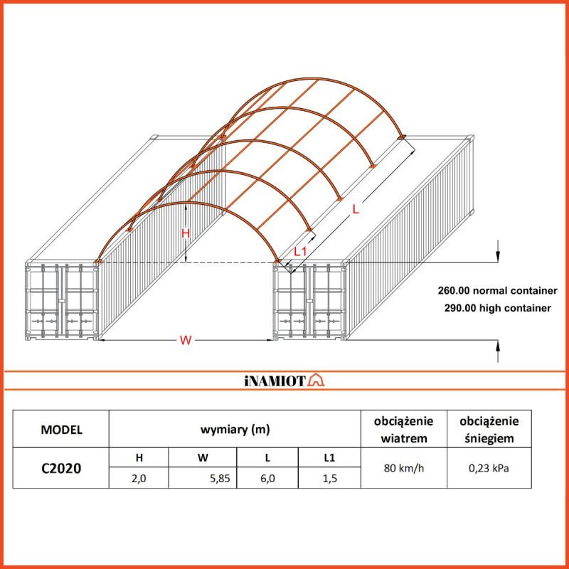 Container shelters 6x6 m C2020