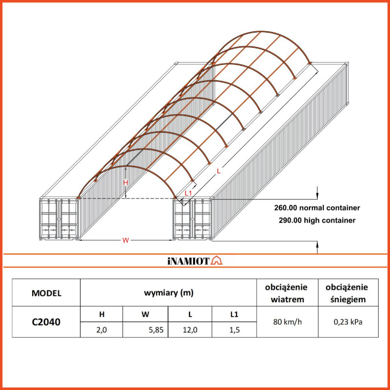 Tak till container 6x12 m C2040