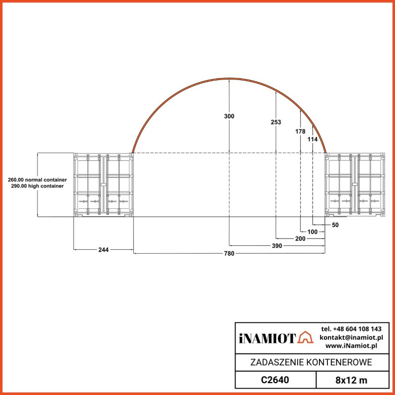 Abris pour conteneurs C2640 8x12 m