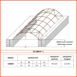 Zadaszenie kontenerowe C3040QH 9×12 m Zadaszenie kontenerowe C3040QH 9×12 m