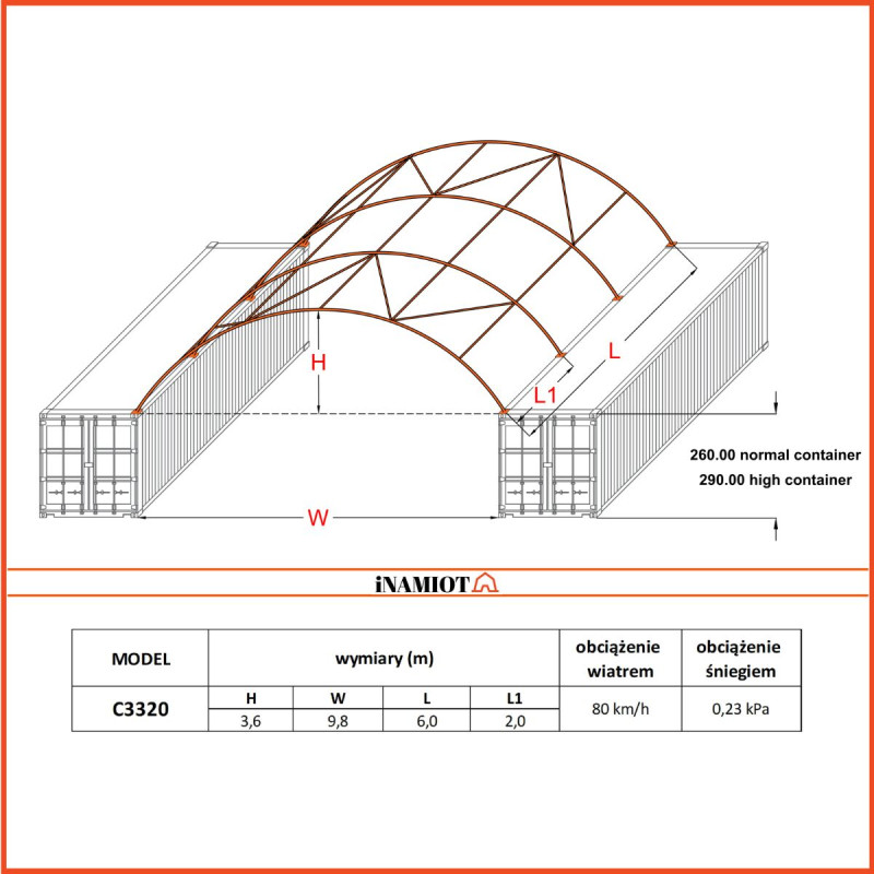 Corturi containere C3320 10x6 m