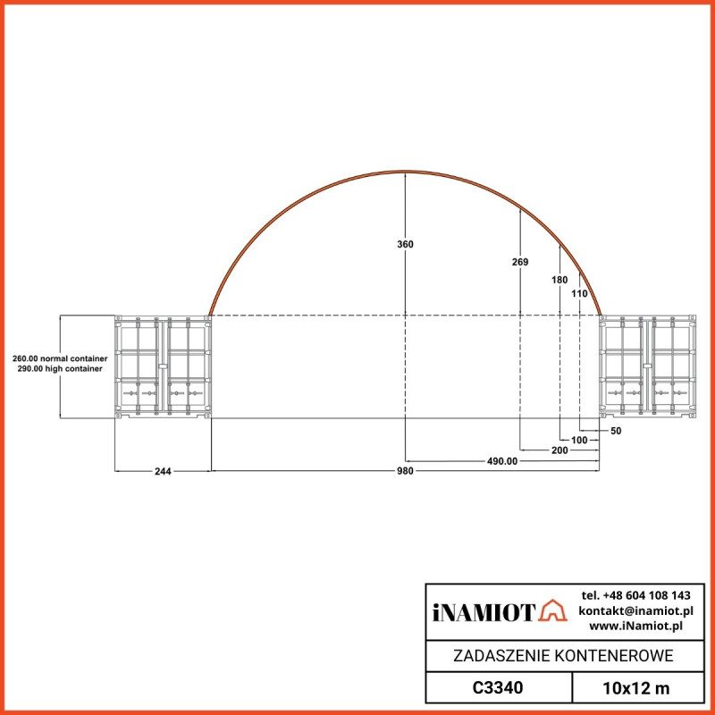 Konteinera jumts C3340 10x12 m