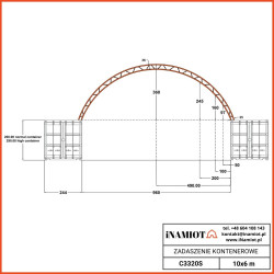 Zadaszenie kontenerowe podwójna rama 10x6 m C3320S