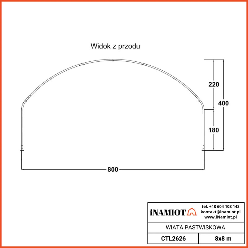 Telheiro de pastagem para animais de pastagem de 8x8 m CTL2626