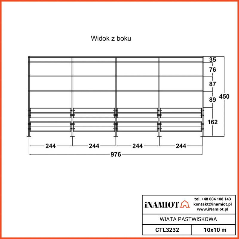 Wiata pastwiskowa 10x10 m CTL3232