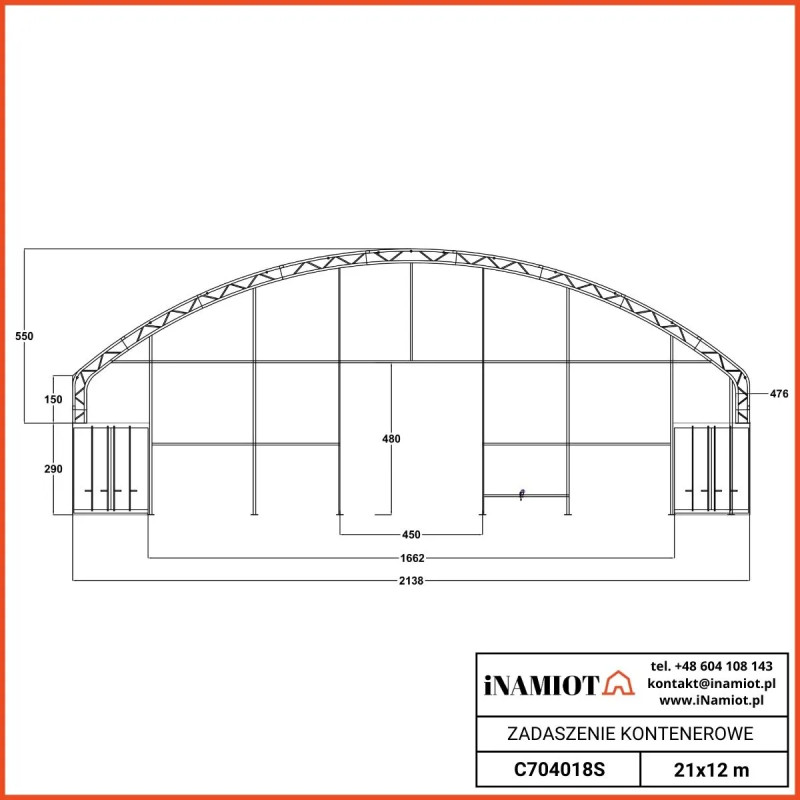 Tentinės stoginės konteineriams GSC704018C 21×12 m