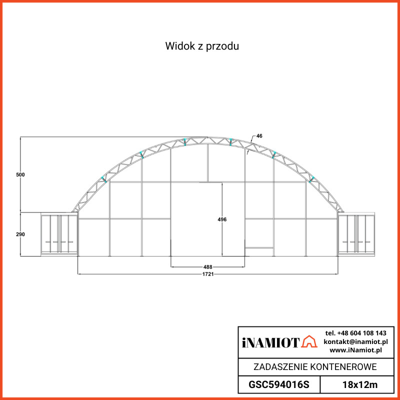 Konteineru jumta seguma komplekts GSC594016 FW+FB 18×12 m