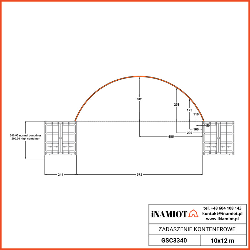 Abris pour conteneurs GSC3340 10x12 m Premium