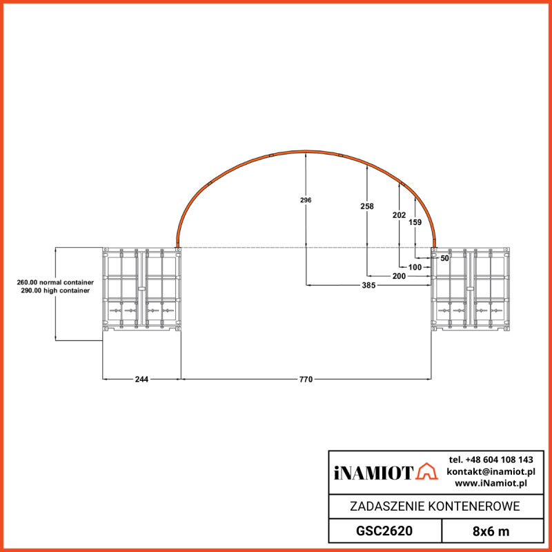 Konteinera jumts GSC2620 8x6 m Premium