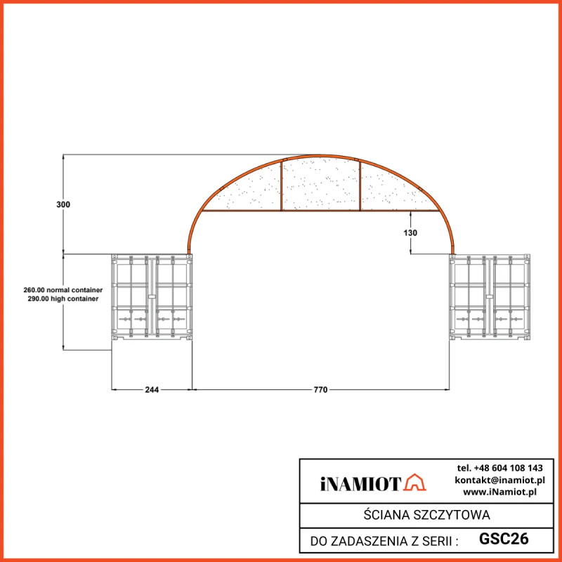 Parete a mezzo timpano per copertura del container Premium 8 m GSC26HT