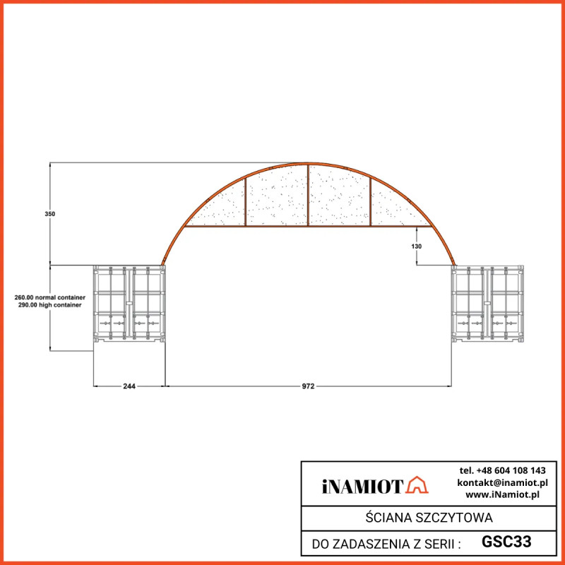 Halve gevel voor Premium 10 m containerluifel GSC33HT