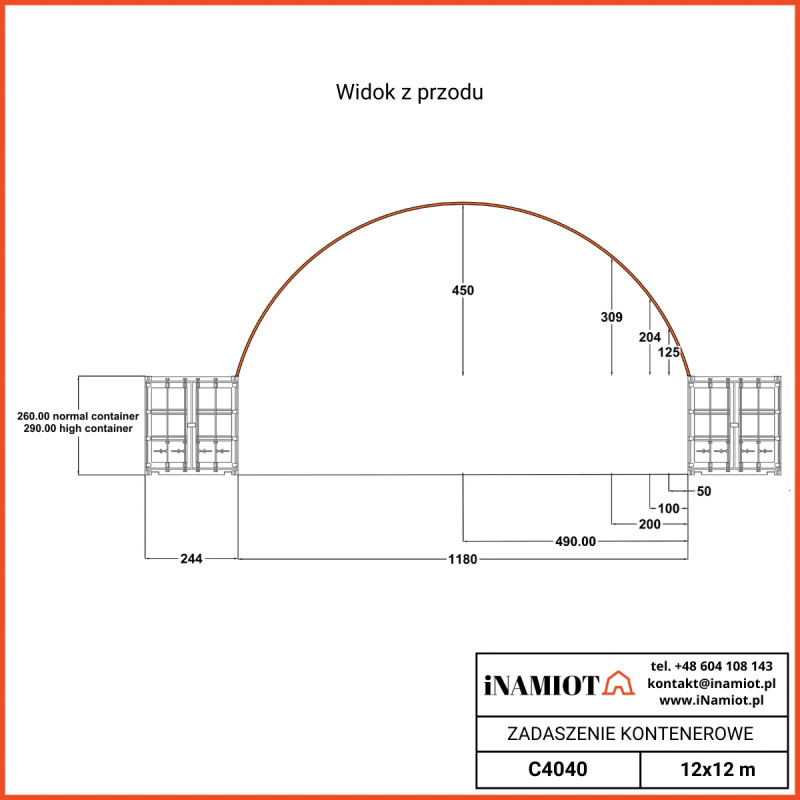 Containeroverbygg C4040 12x12 m