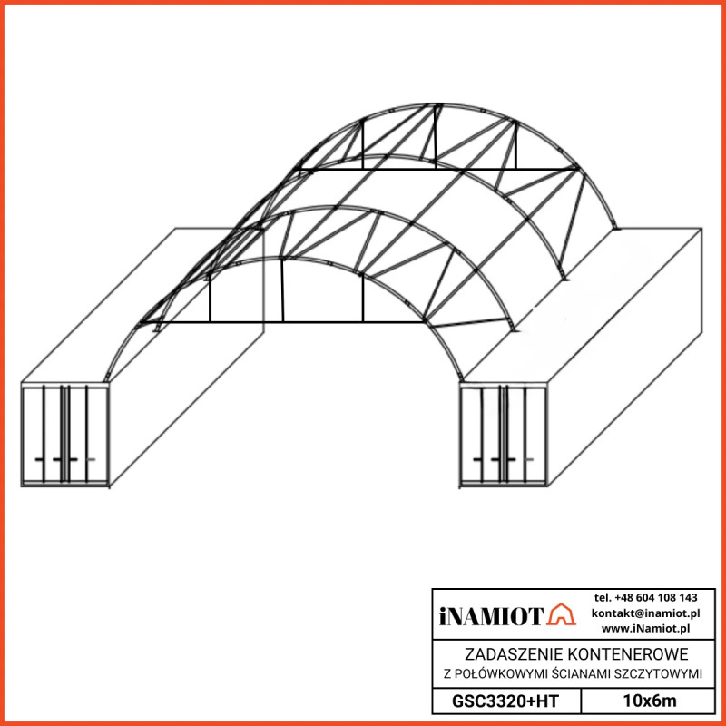 Fél nyeregtetős fal Premium 10 m-es konténer előtetőhöz GSC33HT