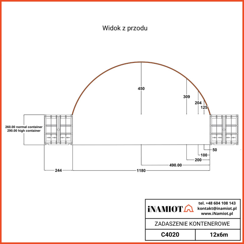 Copertura del container C4020 12x6 m