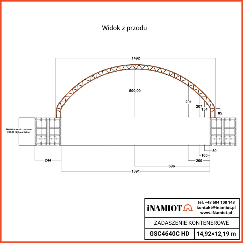 Abris pour conteneurs double cadre GSC4640C HD- Heavy Duty 14.92×12.19 m