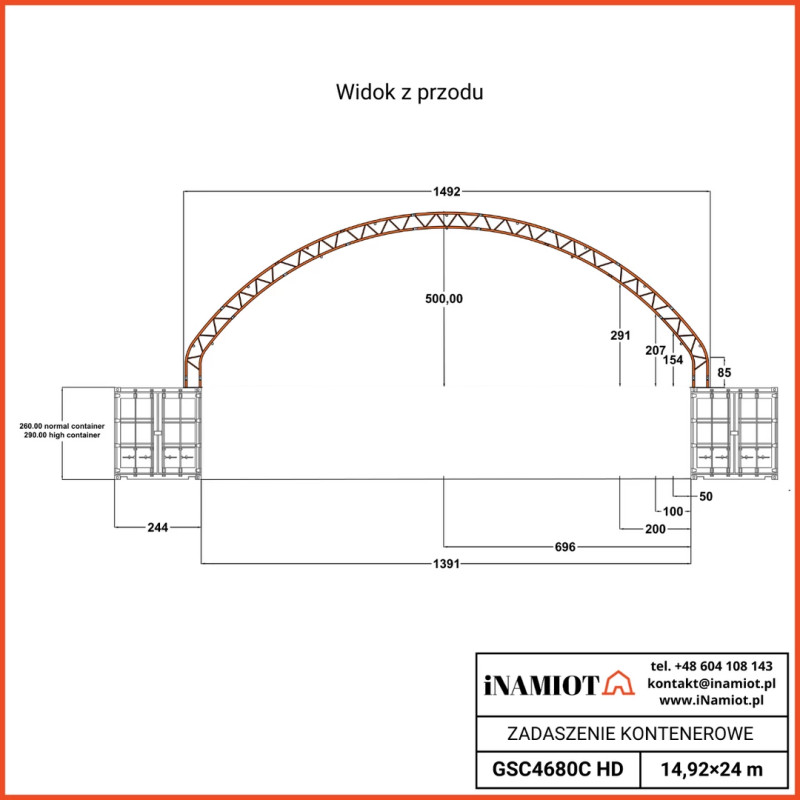 Dvojitý rám přístřešky na kontejnery GSC4680C HD- Heavy Duty 14,92 × 24 m