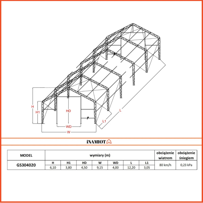Sandėliavimo palapinė 9,15x12,20 m GS304020