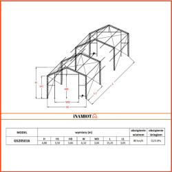 Namiot magazynowy 6x15.25m GS205016Podwójna rama kratownicowa, plandeka 900g/mkw  to mocna i wytrzymała konstrukcja
Namiotowa hala magazynowa o wymiarach 6x15 m wyróżnia się solidną i wytrzymałą konstrukcją, która zapewnia stabilność oraz wieloletnie użytkowanie, niezależnie od warunków atmosferycznych. Ocynkowane stalowe rury z których jest wykonana konstrukcja kratownicowa namiotowej hali magazynowej jest odporna na na korozję, co gwarantuje trwałość na długie lata. Całość jest pokryta najgrubszą na rynku plandeką PVC 900 g/mkw, która zapewnia doskonałą ochronę przed warunkami atmosferycznymi. Plandeka jest wodoodporna i odporna na promieniowanie UV, co sprawia, że towar, sprzęt czy maszyny przechowywane wewnątrz namiotu są w pełni zabezpieczone przed deszczem, wiatrem, śniegiem oraz szkodliwym działaniem słońca.Dwuspadowy dach hali namiotowej, charakteryzujący się solidną budową, zapewnia doskonałe odprowadzanie wody deszczowej oraz śniegu, dzięki czemu namiot jest w pełni zabezpieczony przed działaniem sił natury, takich jak opady czy wiatr.
Zalety namiotu magazynowego:
- Trwała plandeka PVC 900 g/m² – wytrzymała, odporna na warunki atmosferyczne, zapewniająca pełną ochronę przed deszczem, wiatrem i słońcem.- Biały kolor plandeki PVC 900g/mkw - biała plandeka przepuszcza światło dzienne dzięki temu hala magazynowa nie potrzebuje dodatkowego oświetlania- Trudno palność plandeki klasy B2- 2 duże bramy wjazdowe - namiotowa hala magazynowa może być przejazdowa i służyć jako suchy dok do rozładunku towarów wrażliwych na deszcz. - Naciąg plandeki - odbywa się za pomocą lin elastycznych, rur naciągowych i pasów transportowych.- Konstrukcja z ramy kratownicowej - konstrukcja z ramy kratownicowej jest mocniejszy niż pojedyncze profile. - Ocynkowana konstrukcja – solidna, odporna na korozję, gwarantująca długotrwałe użytkowanie nawet w trudnych warunkach zewnętrznych.- Łatwy montaż – zagrodę można z łatwością zmontować samodzielnie dzięki załączonej instrukcji montażu. Do każdego egzemplarza dołączamy szczegółową instrukcję, a dodatkowe wsparcie oferujemy na naszym kanale YouTube, gdzie znajdziesz filmy pokazujące krok po kroku cały proces montażu.- Tele porada przy montażu - nasi konsultanci na bieżąco pomagają przez telefon lub Whatsapp  z kamerą. Montaż jeszcze nigdy nie był taki prosty. - Montaż do gruntu - za pomocą długi metalowych kołków wbijanych w grunt, dzięki temu hala namiotowa stabilnie stoi na utwardzonym podłożu- Dodatkowe stężenia dachu - dla poprawy właściwości statycznych dołożyliśmy stężenia dachu, które dodatkowe podnoszą jego wytrzymałość na wiatr i śnieg- Wszechstronność zastosowań – sprawdza się w rolnictwie, budownictwie, logistyce, przemyśle oraz podczas imprez plenerowych.
Szczegółowy opis namiotu magazynowego.
Plandeka PVC 900 g/m²– maksymalna ochronaJednym z kluczowych elementów namiotu magazynowego 6x15 m jest plandeka PVC o gramaturze 900 g/m², która zapewnia doskonałą ochronę przed warunkami atmosferycznymi. Plandeka jest wodoodporna i odporna na promieniowanie UV, co sprawia, że towar, sprzęt czy maszyny przechowywane wewnątrz namiotu są w pełni zabezpieczone przed deszczem, wiatrem, śniegiem oraz szkodliwym działaniem słońca.Dzięki swojej wytrzymałości plandeka nie ulega szybkiemu zużyciu i może być wykorzystywana przez wiele lat bez konieczności częstych napraw czy wymiany. Materiał ten cechuje się także dużą odpornością na przetarcia i uszkodzenia mechaniczne, co podnosi jego trwałość i niezawodność w codziennym użytkowaniu.
Wszystkie plandeki naszych hal namiotowych są Trudno palne zgodnie z normą DIN 4102. Posiadają certyfikat B2
Łatwy i szybki montaż namiotu magazynowego.
Namiot magazynowy 6x15 m został zaprojektowany z myślą o prostocie montażu. Dzięki szczegółowej instrukcji każdy użytkownik może go złożyć samodzielnie, bez konieczności angażowania profesjonalnej ekipy montażowej. Montaż namiotowej hali magazynowej jest intuicyjny i nie wymaga zaawansowanych umiejętności technicznych. Wszystkie elementy konstrukcji są odpowiednio oznaczone, co znacząco ułatwia i przyspiesza proces składania. Całą konstrukcja jest dostarczana w skrzyni transportowej. Należy rozpakować skrzynię skręcić dostarczone elementy Namiotowa hala magazynowa może być złożona w stosunkowo krótkim czasie, a także łatwo zdemontowana, jeśli zachodzi taka potrzeba, co czyni ją elastycznym rozwiązaniem dla firm i gospodarstw, które potrzebują tymczasowej przestrzeni magazynowej. Warto również podkreślić, że namiot ten jest mobilny – może być przenoszony i ponownie montowany w innym miejscu, co daje dodatkową swobodę użytkownikom.
Hale namiotowe dostępne od ręki.
Nasze hale namiotowe i magazyny są dostępne od ręki. Posiadamy bardzo duże stany magazynowe towarów, żeby szybko realizować zlecenia. Nasze produkty dzięki wysokiej jakości, dbałości wykonania zdobyły uznanie na wielu rynkach Europu. Naszym klientom jesteśmy w stanie dostarczyć namiot magazynowy w ciągu 2-3 dni na terenie całej Europu. Współpracujemy z wieloma firmami transportowymi, które dostarczają nasze namioty magazynowe do Niemiec, Czech, Słowacji, Litwy, Łotwy, Włoch, Hiszpanii, Portugalii i innych krajów.
Wszechstronne zastosowanie w różnych branżach
Dzięki swojej wszechstronności, namiot magazynowy 6x15 m może być wykorzystywany w wielu branżach, co czyni go rozwiązaniem uniwersalnym i bardzo praktycznym. Oto niektóre z branż, w których taki magazyn namiotowy znajdzie swoje zastosowanie:- Branża rolnicza – namiot doskonale sprawdzi się jako miejsce do przechowywania maszyn rolniczych, paszy, nawozów, nasion oraz innych materiałów rolniczych. Jest to idealne rozwiązanie dla gospodarstw, które potrzebują dodatkowej przestrzeni na sezonowe.  - Branża budowlana – w sektorze budowlanym namiot magazynowy może być wykorzystywany jako magazyn materiałów budowlanych, narzędzi, a także sprzętu ciężkiego. Dzięki łatwości montażu i demontażu można go szybko przenieść na teren innej budowy.  - Branża logistyczna i transportowa – magazyn namiotowy 6x15 m to idealne rozwiązanie dla firm zajmujących się transportem i logistyką. Może służyć jako tymczasowy magazyn towarów oczekujących na dalszą dystrybucję.- Branża przemysłowa – magazyn namiotowy może pełnić funkcję tymczasowej hali produkcyjnej lub przechowalni dla surowców przemysłowych. Jego mobilność i łatwość montażu sprawiają, że jest to doskonałe rozwiązanie w przypadku rozbudowy zakładu czy tymczasowego zwiększenia przestrzeni produkcyjnej.
- Branża handlowa - firmy handlowe, hurtownie budowlane, markety ogrodnicze, składy kruszy, składy węgla i peletu. Te wszystkie typu firm usługowych korzystają z naszych hal namiotowych. Zainwestuj już dziś!
 Namiot magazynowy 6x15.25m GS205016Podwójna rama kratownicowa, plandeka 900g/mkw  to mocna i wytrzymała konstrukcja
Namiotowa hala magazynowa o wymiarach 6x15 m wyróżnia się solidną i wytrzymałą konstrukcją, która zapewnia stabilność oraz wieloletnie użytkowanie, niezależnie od warunków atmosferycznych. Ocynkowane stalowe rury z których jest wykonana konstrukcja kratownicowa namiotowej hali magazynowej jest odporna na na korozję, co gwarantuje trwałość na długie lata. Całość jest pokryta najgrubszą na rynku plandeką PVC 900 g/mkw, która zapewnia doskonałą ochronę przed warunkami atmosferycznymi. Plandeka jest wodoodporna i odporna na promieniowanie UV, co sprawia, że towar, sprzęt czy maszyny przechowywane wewnątrz namiotu są w pełni zabezpieczone przed deszczem, wiatrem, śniegiem oraz szkodliwym działaniem słońca.Dwuspadowy dach hali namiotowej, charakteryzujący się solidną budową, zapewnia doskonałe odprowadzanie wody deszczowej oraz śniegu, dzięki czemu namiot jest w pełni zabezpieczony przed działaniem sił natury, takich jak opady czy wiatr.
Zalety namiotu magazynowego:
- Trwała plandeka PVC 900 g/m² – wytrzymała, odporna na warunki atmosferyczne, zapewniająca pełną ochronę przed deszczem, wiatrem i słońcem.- Biały kolor plandeki PVC 900g/mkw - biała plandeka przepuszcza światło dzienne dzięki temu hala magazynowa nie potrzebuje dodatkowego oświetlania- Trudno palność plandeki klasy B2- 2 duże bramy wjazdowe - namiotowa hala magazynowa może być przejazdowa i służyć jako suchy dok do rozładunku towarów wrażliwych na deszcz. - Naciąg plandeki - odbywa się za pomocą lin elastycznych, rur naciągowych i pasów transportowych.- Konstrukcja z ramy kratownicowej - konstrukcja z ramy kratownicowej jest mocniejszy niż pojedyncze profile. - Ocynkowana konstrukcja – solidna, odporna na korozję, gwarantująca długotrwałe użytkowanie nawet w trudnych warunkach zewnętrznych.- Łatwy montaż – zagrodę można z łatwością zmontować samodzielnie dzięki załączonej instrukcji montażu. Do każdego egzemplarza dołączamy szczegółową instrukcję, a dodatkowe wsparcie oferujemy na naszym kanale YouTube, gdzie znajdziesz filmy pokazujące krok po kroku cały proces montażu.- Tele porada przy montażu - nasi konsultanci na bieżąco pomagają przez telefon lub Whatsapp  z kamerą. Montaż jeszcze nigdy nie był taki prosty. - Montaż do gruntu - za pomocą długi metalowych kołków wbijanych w grunt, dzięki temu hala namiotowa stabilnie stoi na utwardzonym podłożu- Dodatkowe stężenia dachu - dla poprawy właściwości statycznych dołożyliśmy stężenia dachu, które dodatkowe podnoszą jego wytrzymałość na wiatr i śnieg- Wszechstronność zastosowań – sprawdza się w rolnictwie, budownictwie, logistyce, przemyśle oraz podczas imprez plenerowych.
Szczegółowy opis namiotu magazynowego.
Plandeka PVC 900 g/m²– maksymalna ochronaJednym z kluczowych elementów namiotu magazynowego 6x15 m jest plandeka PVC o gramaturze 900 g/m², która zapewnia doskonałą ochronę przed warunkami atmosferycznymi. Plandeka jest wodoodporna i odporna na promieniowanie UV, co sprawia, że towar, sprzęt czy maszyny przechowywane wewnątrz namiotu są w pełni zabezpieczone przed deszczem, wiatrem, śniegiem oraz szkodliwym działaniem słońca.Dzięki swojej wytrzymałości plandeka nie ulega szybkiemu zużyciu i może być wykorzystywana przez wiele lat bez konieczności częstych napraw czy wymiany. Materiał ten cechuje się także dużą odpornością na przetarcia i uszkodzenia mechaniczne, co podnosi jego trwałość i niezawodność w codziennym użytkowaniu.
Wszystkie plandeki naszych hal namiotowych są Trudno palne zgodnie z normą DIN 4102. Posiadają certyfikat B2
Łatwy i szybki montaż namiotu magazynowego.
Namiot magazynowy 6x15 m został zaprojektowany z myślą o prostocie montażu. Dzięki szczegółowej instrukcji każdy użytkownik może go złożyć samodzielnie, bez konieczności angażowania profesjonalnej ekipy montażowej. Montaż namiotowej hali magazynowej jest intuicyjny i nie wymaga zaawansowanych umiejętności technicznych. Wszystkie elementy konstrukcji są odpowiednio oznaczone, co znacząco ułatwia i przyspiesza proces składania. Całą konstrukcja jest dostarczana w skrzyni transportowej. Należy rozpakować skrzynię skręcić dostarczone elementy Namiotowa hala magazynowa może być złożona w stosunkowo krótkim czasie, a także łatwo zdemontowana, jeśli zachodzi taka potrzeba, co czyni ją elastycznym rozwiązaniem dla firm i gospodarstw, które potrzebują tymczasowej przestrzeni magazynowej. Warto również podkreślić, że namiot ten jest mobilny – może być przenoszony i ponownie montowany w innym miejscu, co daje dodatkową swobodę użytkownikom.
Hale namiotowe dostępne od ręki.
Nasze hale namiotowe i magazyny są dostępne od ręki. Posiadamy bardzo duże stany magazynowe towarów, żeby szybko realizować zlecenia. Nasze produkty dzięki wysokiej jakości, dbałości wykonania zdobyły uznanie na wielu rynkach Europu. Naszym klientom jesteśmy w stanie dostarczyć namiot magazynowy w ciągu 2-3 dni na terenie całej Europu. Współpracujemy z wieloma firmami transportowymi, które dostarczają nasze namioty magazynowe do Niemiec, Czech, Słowacji, Litwy, Łotwy, Włoch, Hiszpanii, Portugalii i innych krajów.
Wszechstronne zastosowanie w różnych branżach
Dzięki swojej wszechstronności, namiot magazynowy 6x15 m może być wykorzystywany w wielu branżach, co czyni go rozwiązaniem uniwersalnym i bardzo praktycznym. Oto niektóre z branż, w których taki magazyn namiotowy znajdzie swoje zastosowanie:- Branża rolnicza – namiot doskonale sprawdzi się jako miejsce do przechowywania maszyn rolniczych, paszy, nawozów, nasion oraz innych materiałów rolniczych. Jest to idealne rozwiązanie dla gospodarstw, które potrzebują dodatkowej przestrzeni na sezonowe.  - Branża budowlana – w sektorze budowlanym namiot magazynowy może być wykorzystywany jako magazyn materiałów budowlanych, narzędzi, a także sprzętu ciężkiego. Dzięki łatwości montażu i demontażu można go szybko przenieść na teren innej budowy.  - Branża logistyczna i transportowa – magazyn namiotowy 6x15 m to idealne rozwiązanie dla firm zajmujących się transportem i logistyką. Może służyć jako tymczasowy magazyn towarów oczekujących na dalszą dystrybucję.- Branża przemysłowa – magazyn namiotowy może pełnić funkcję tymczasowej hali produkcyjnej lub przechowalni dla surowców przemysłowych. Jego mobilność i łatwość montażu sprawiają, że jest to doskonałe rozwiązanie w przypadku rozbudowy zakładu czy tymczasowego zwiększenia przestrzeni produkcyjnej.
- Branża handlowa - firmy handlowe, hurtownie budowlane, markety ogrodnicze, składy kruszy, składy węgla i peletu. Te wszystkie typu firm usługowych korzystają z naszych hal namiotowych. Zainwestuj już dziś!