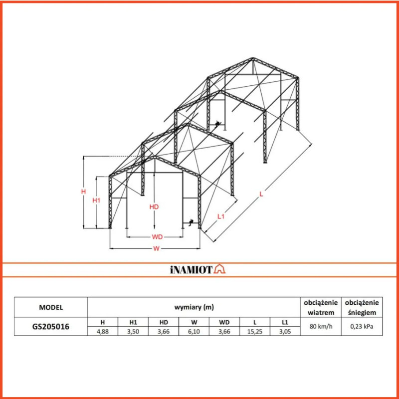 Namiot magazynowy 6x15.25m GS205016