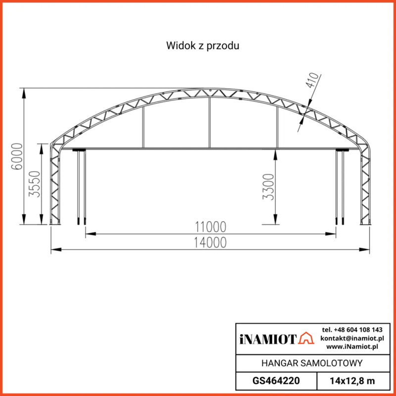Vliegtuighangars GS464220 14×12,81×6,0 m