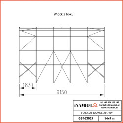 Hangary samolotowe GS463020 14×9,15×6,00 mDOSKONAŁE DO UŻYCIA JAKO:

Hangary lotnicze
Przechowywanie w hangarze/samolotach
Magazyny lotnicze
Magazyny przemysłowe
Magazyny rolnicze
Garaże dla ciężarówek, autobusów, furgonetek i łodzi
Garaże dla maszyn rolniczych, ciągników, opryskiwaczy
Namioty eventowe i wystawiennicze
Namioty handlowe



Kluczowe cechy:


Wszechstronny i trwały
Podwójnie kratownicowe ramy są wyposażone w dodatkowe stalowe druty zwiększające wytrzymałość
Wysokiej jakości, dwustronna tkanina poliestrowa powlekana PVC, zapewniająca dłuższą żywotność
Namioty całoroczny
Bramy przesuwana na bok
Wyjątkowo wytrzymała obudowa i podwójnie kratownicowe ramy, aby wytrzymać trudne warunki pogodowe
Bezszwowe pokrycie dachowe dla doskonałej stabilności
Duża pojemność100% wodoodporny
Odporny na rozdarcie
Zdolność samooczyszczania
Tkanina ognioodporna i odporna na promieniowanie UV
Żywotność rur z podwójną kratownicą 10–15 lat
Żywotność tkaniny 10-15 lat, w zależności od rodzaju tkaniny i warunków otoczenia




Zalety


Nie wymaga pozwolenia na budowę*
Ekonomiczny w porównaniu do kosztów związanych z budową stałej konstrukcji
Łatwa i tania instalacja i demontaż
Dodatkowa elastyczna przestrzeń magazynowa
Dłuższa żywotność
Wygodny i przenośny

*Chociaż większość naszych produktów należy do kategorii konstrukcji tymczasowych i nie wymaga pozwoleń na planowanie, zalecamy uzyskanie zgody rady lokalnej, aby uniknąć kontroli rządowej.
Aby jak najlepiej dopasować się do naturalnego krajobrazu, hangary lotnicze z podwójnymi kratownicami są dostępne w kolorze białym, jasnoszarym, ciemnoszarym, trawiastej zieleni i wojskowej zieleni. Dostępne są również namioty w różnych kolorach – białym z zielonym wykończeniem, białym z szarym wykończeniem i białym z niebieskim wykończeniem.
Wszystkie namioty i wiaty są dostarczane z wygodną instrukcją, która posłuży jako przewodnik krok po kroku dotyczący bezpiecznego montażu i instalacji.



Środki bezpieczeństwa


Prosimy o dokładne zapoznanie się z instrukcją obsługi przed montażem i demontażem namiotów.
Upewnij się, że poszycie namiotu jest zawsze wolne od śniegu.
Prosimy o demontowanie namiotów w przypadku huraganów i obfitych opadów śniegu.
Upewnij się, że plandeka jest z dala od źródeł ciepła.
Pamiętaj, aby raz lub dwa razy w roku ponownie napinać poszycie dachu.

Inamiot przyjmie prośby o personalizację namiotu z podwójnym kratownicą.  Namioty na zamówienie mogą być dostarczone na życzenie, ale za dodatkową opłatą i dłuższym czasem dostawy.



