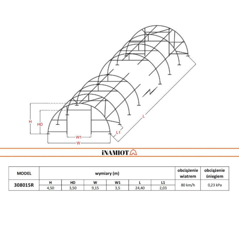 Mezőgazdasági csarnok 308015R 9,15×24,4 m