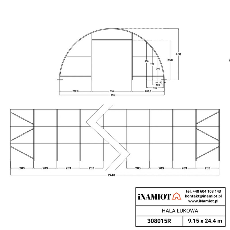 Hală agricolă 308015R 9,15×24,4 m