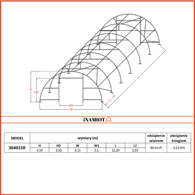 Tende di stoccaggio ad arco 304015R 9,15×12 m