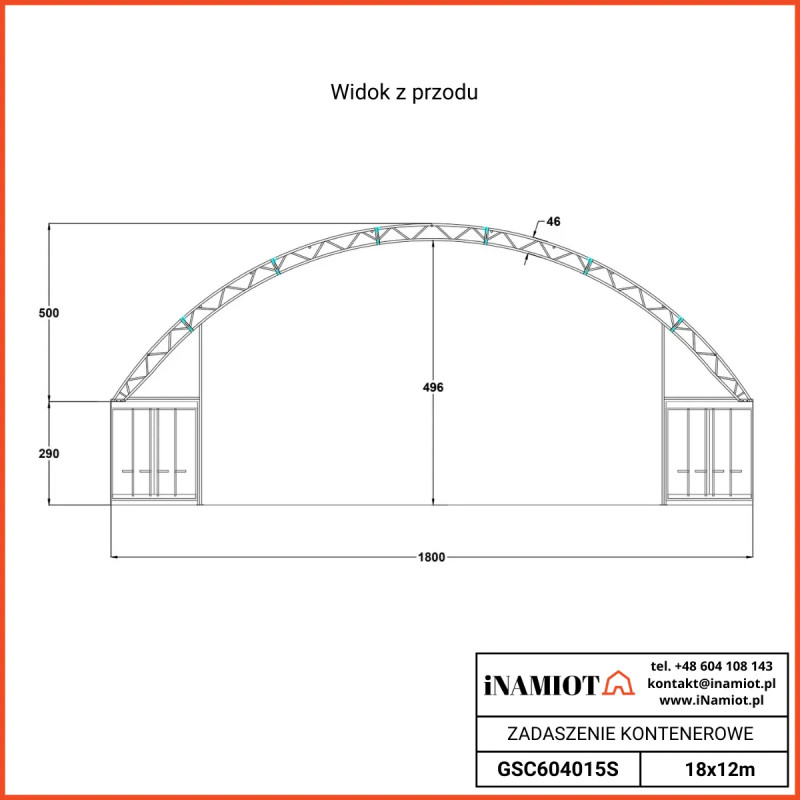 Dossel entre abrigos para contentores GSC5940C 18×12 m