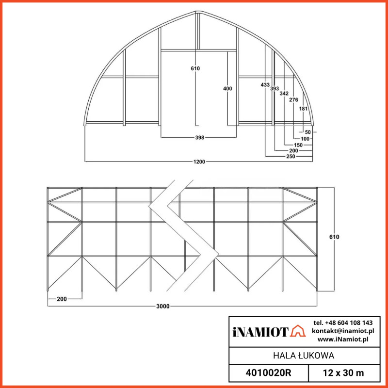 Félköríves Raktársátor 4010020R 12,2×30 m