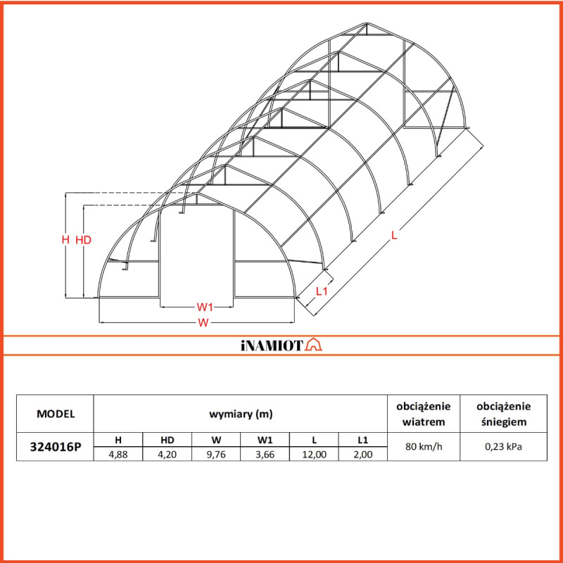 Halvcirkelformet opbevaringstelt 324016P 9,76×12 m