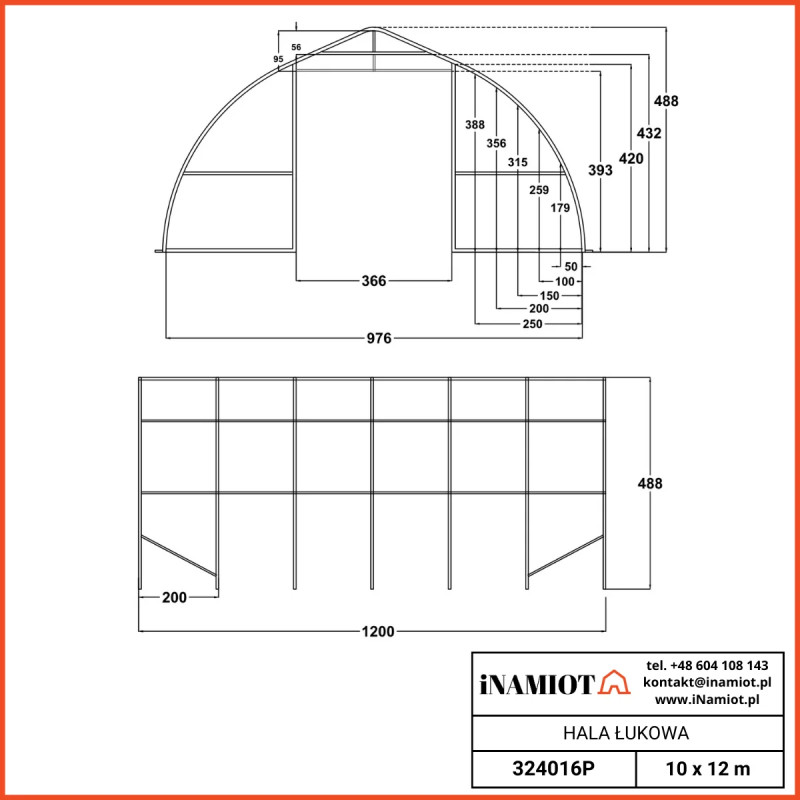 Halvcirkelformet opbevaringstelt 324016P 9,76×12 m