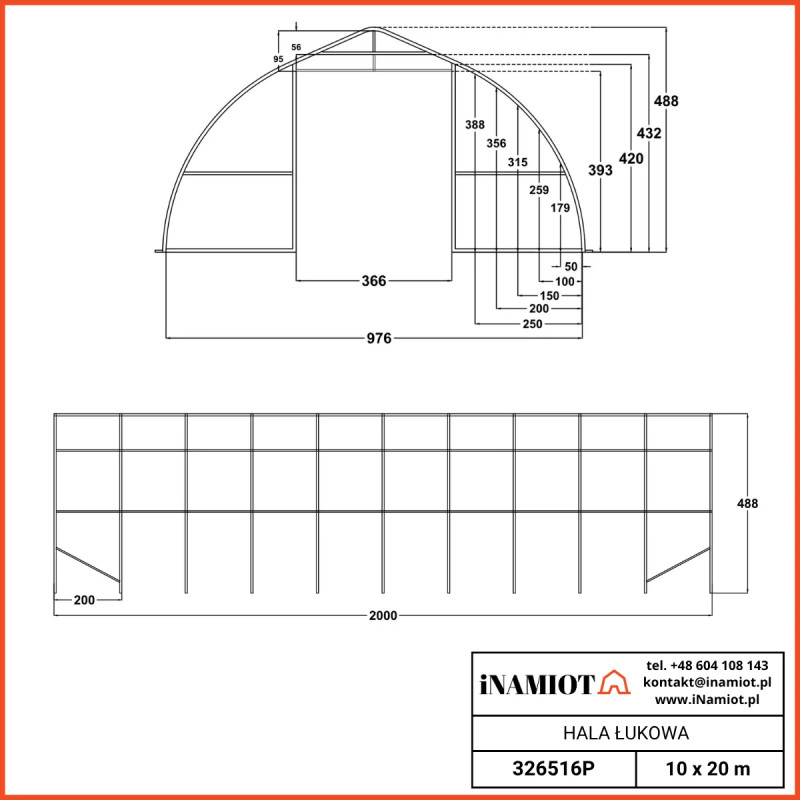 Tunnels agricoles 326516P 9,76×20 m