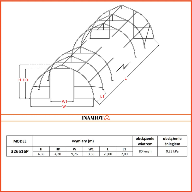 Tunnels agricoles 326516P 9,76×20 m