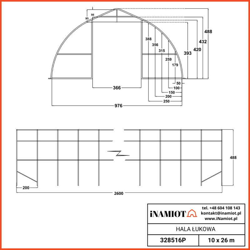 Tende di stoccaggio ad arco 328516P 9,76×26 m