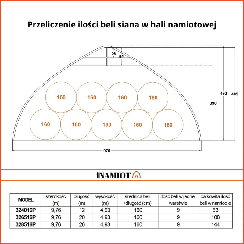 Tende di stoccaggio ad arco 328516P 9,76×26 m