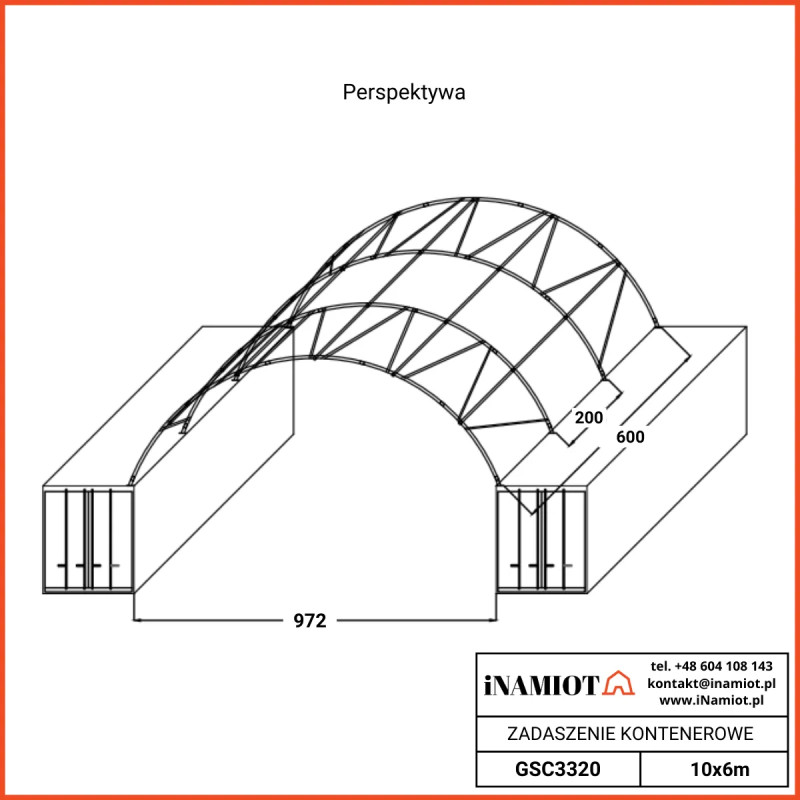 Concrete block canopy BC3320 10x6 m Premium