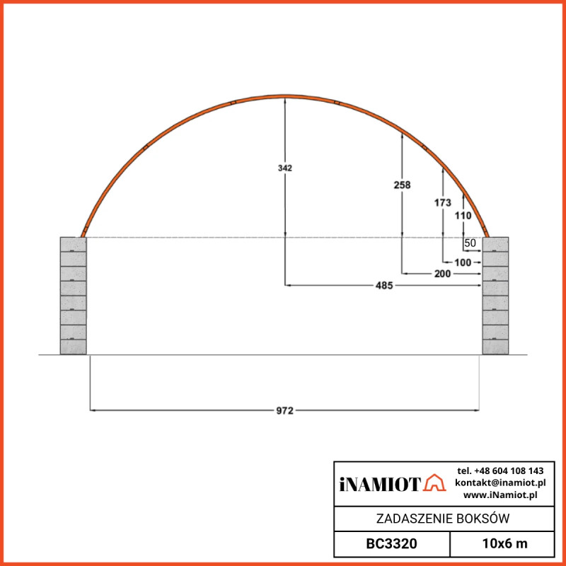 Előtető betonblokkok ra szerelve BC3320 10x6 m Premium