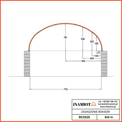 8x6m acoperiș tip cutie BC2620 +HT cu perete cu jumătate de fronton